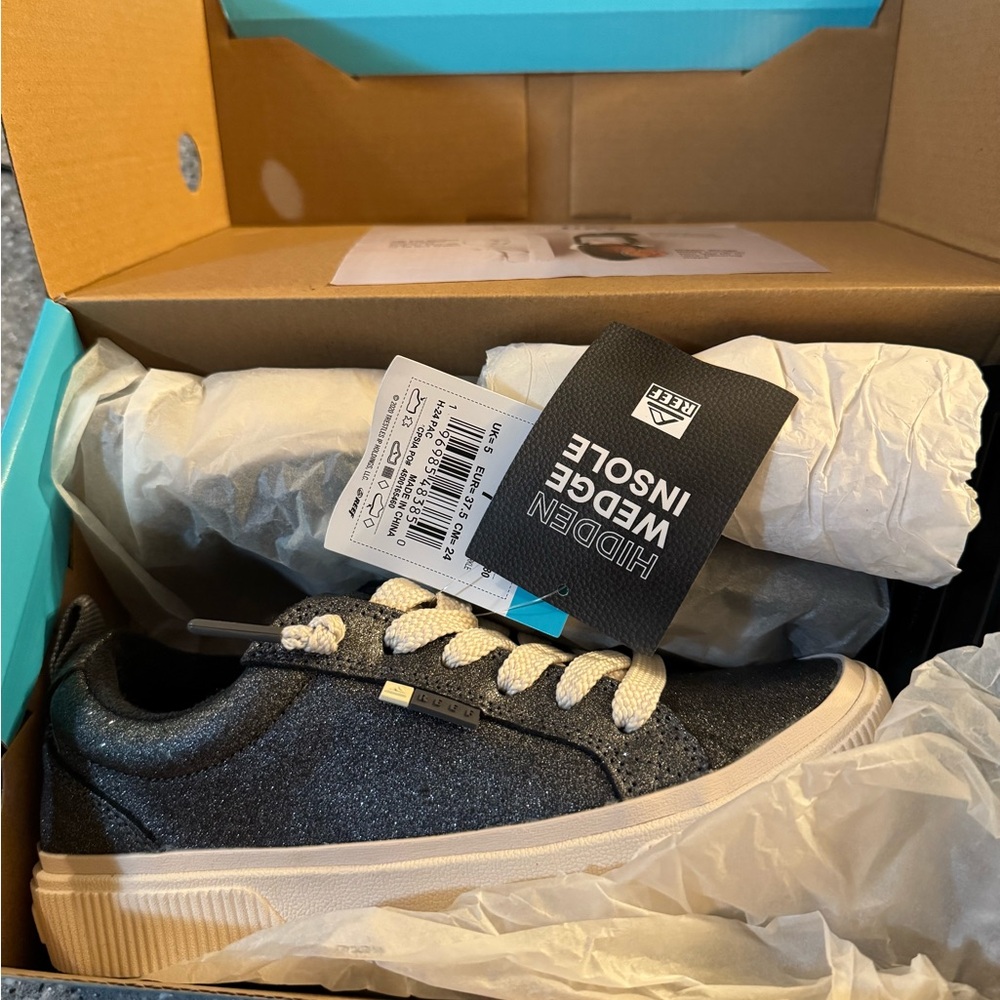 Reef Black Sparkle Sneakers with Cream Soles